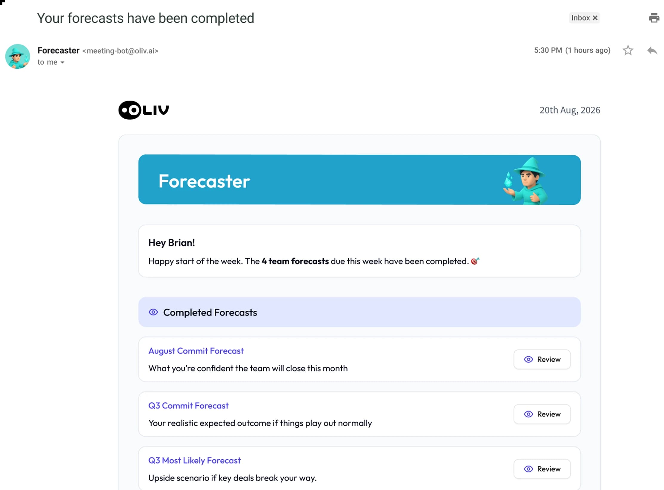 Prepares the forecast, so you can just review