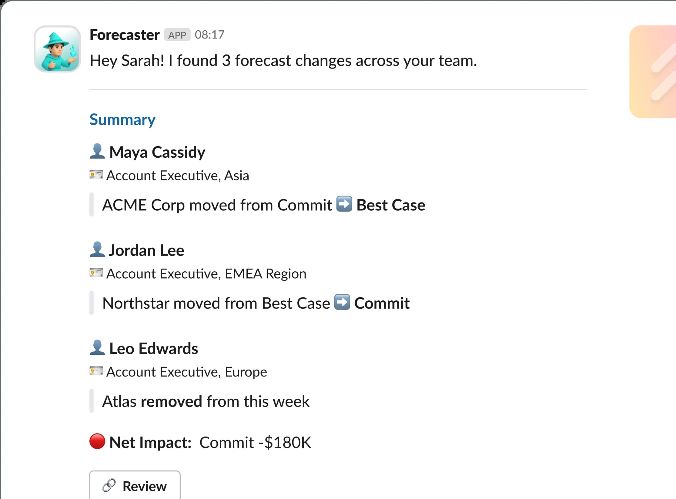 Pressure-tests every forecast category