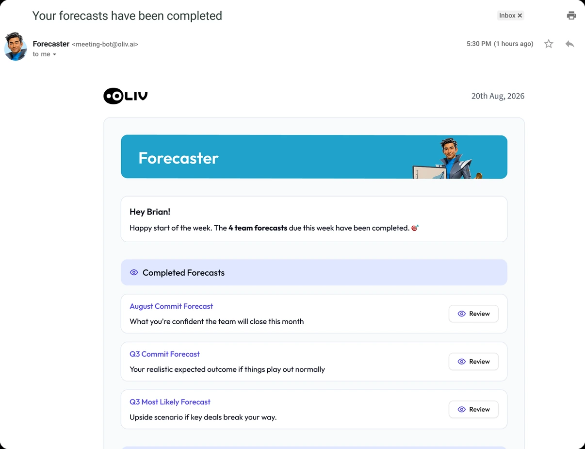 Prepares the forecast, so you can just review